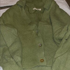 La Hearts Olive Button-Up Cardigan
